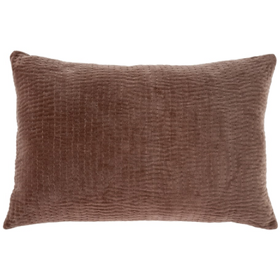 Velvet Kantha-Stitch Pillow | Taupe