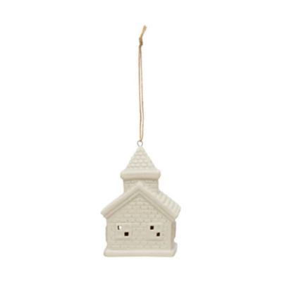 Light Up Stoneware House Ornament