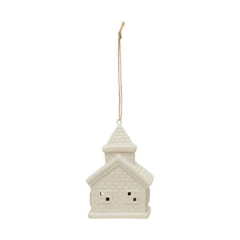 Light Up Stoneware House Ornament