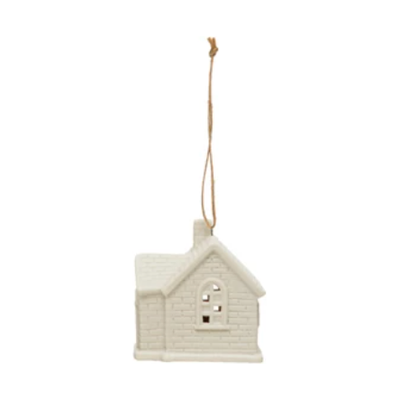 Light Up Stoneware House Ornament