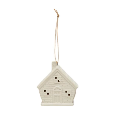 Light Up Stoneware House Ornament