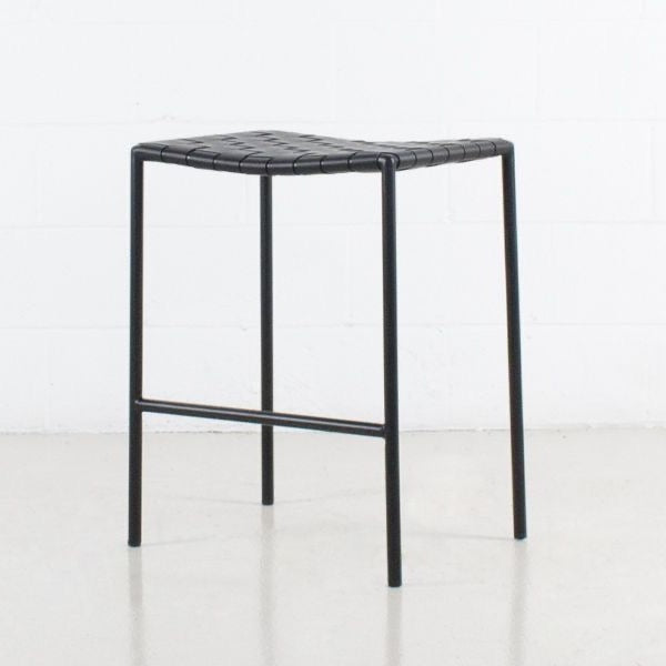 Backless Leather Counter Stool | Black