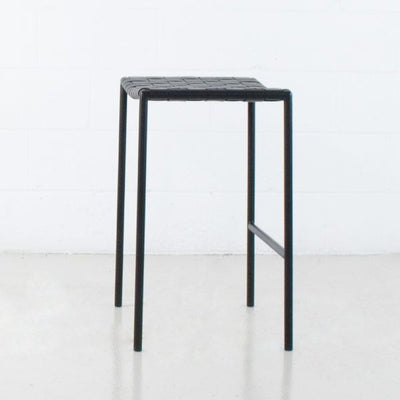 Backless Leather Counter Stool | Black