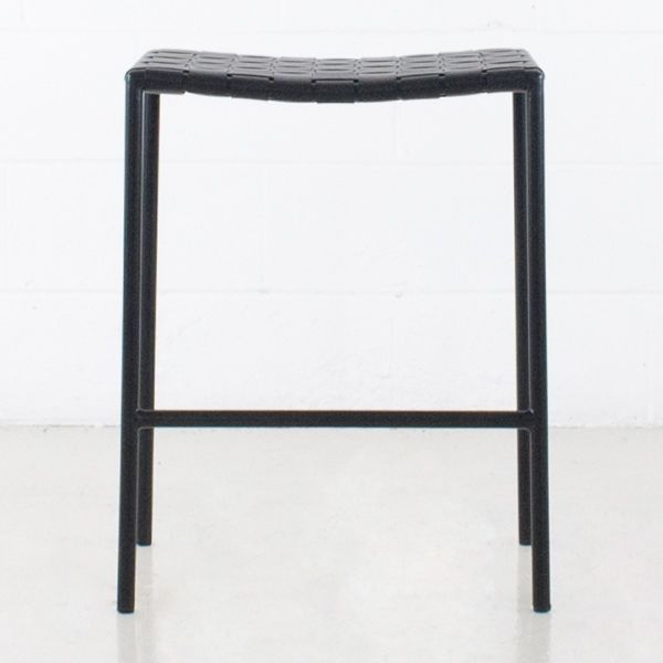 Backless Leather Counter Stool | Black