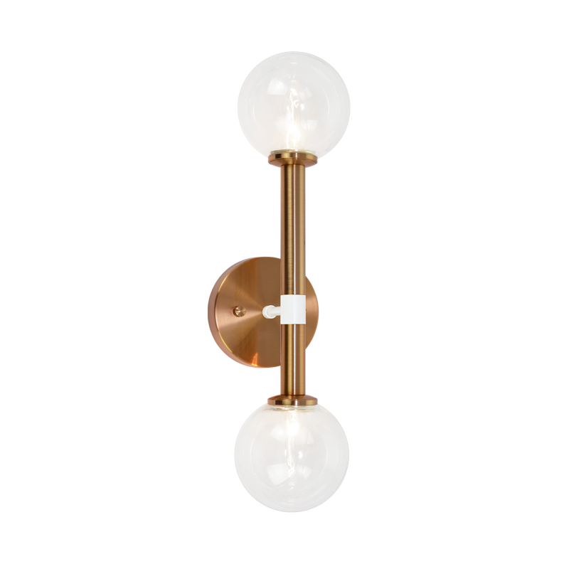 Stellar 2-Light 18" Wall Sconce | Aged Gold/Clear