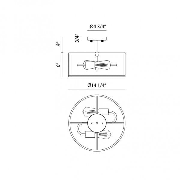 Candid 2-Light RND Semi-Flush Mount