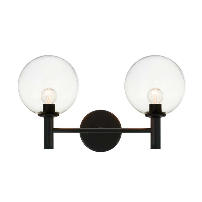 Cosmo 2-Light Wall Sconce | Black/Clear