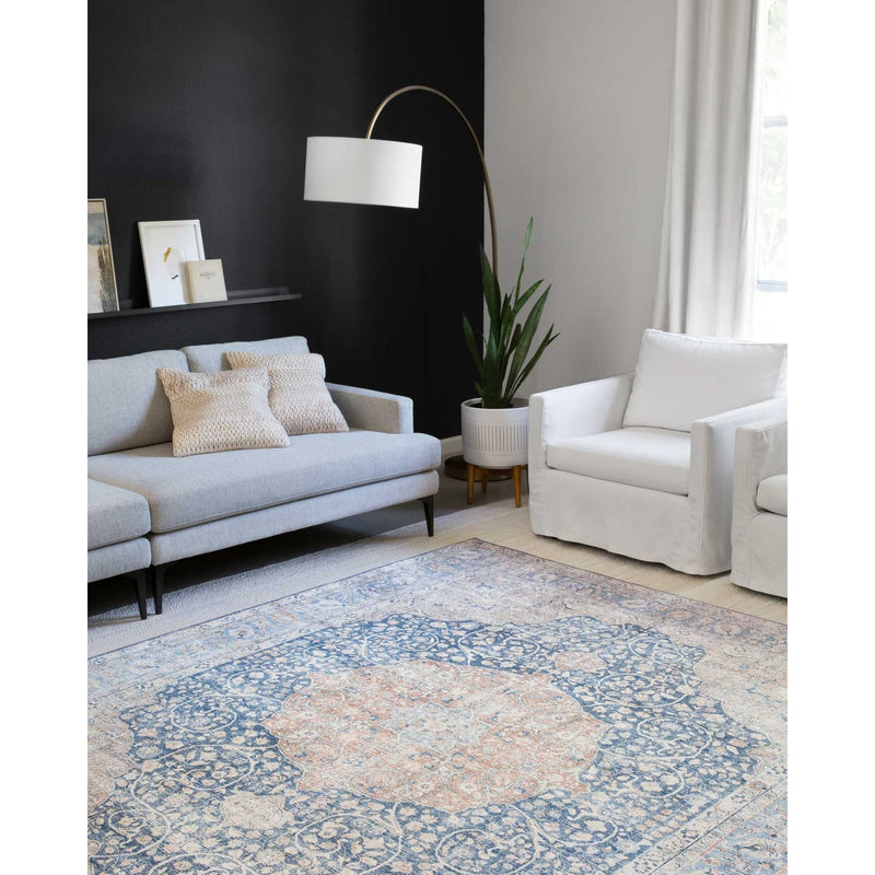 Layla Rug 07 | Blue/Tangerine